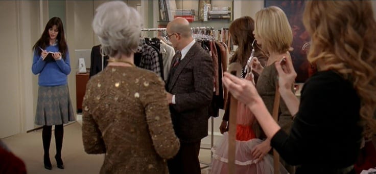 Miranda Priestly’s team assembling looks in The Devil Wears Prada, the scene behind the cerulean monologue