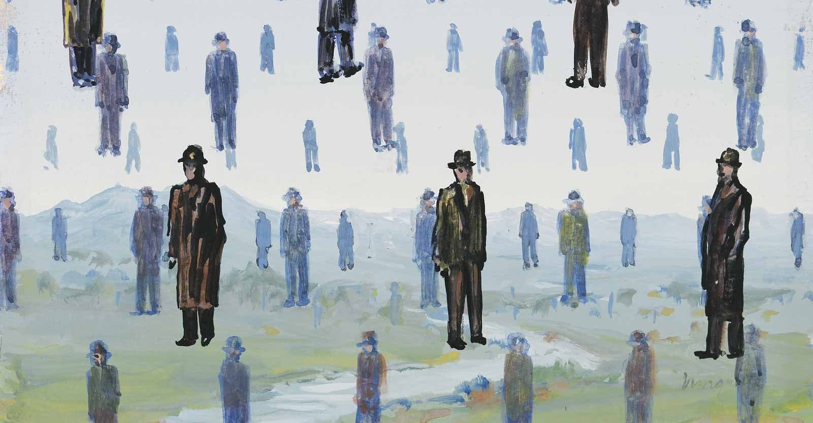 Golconda by René Magritte, 1953
